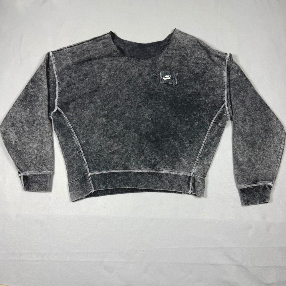 Nike Sportswear Rebel Women Acid Wash Cropped Sweatshirt Dark Grey BV2798-010 L